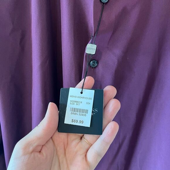 AWARENESS KENNETH COLE Modern Fit Performance Dress Shirt purple plum 3XT NWT - Picture 9 of 9
